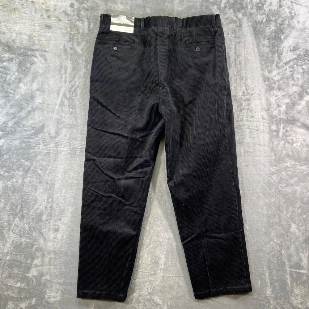 New‎ Jones New York Pleated Corduroy Pants Men's 36x30 Black Cotton